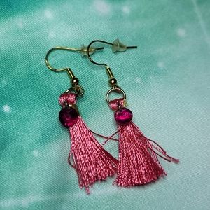 Light Pink Tassel and Gem Earring